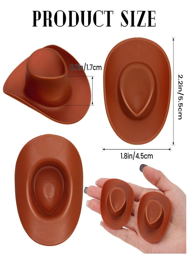 VICROIC 24 PCS Mini Cowboy Hat, Plastic Miniature Western Cowgirl Hat for Party Accessories, Cute Doll Hat Party Dress Hat for Dollhouse Birthday Decoration (Brown) - Image 2